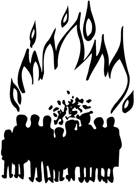 People watching a fire vinyl sticker. Customize on line. Fires And Smoke 037-0060
